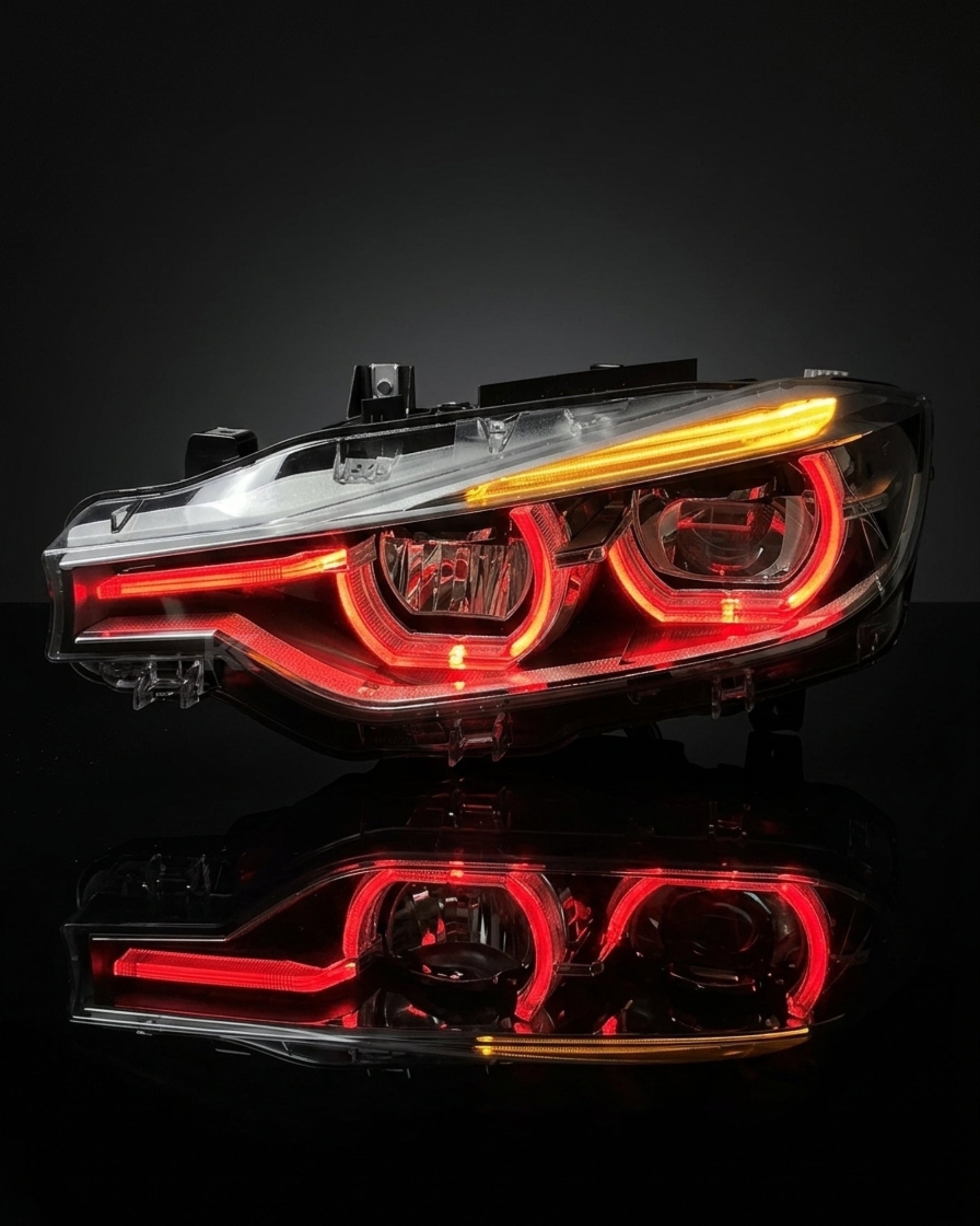 BMW 3 Series F30 / F31 / F35 V3 Silver Tri-Color LED Headlight Assembly (White / Yellow / Red DRL / LCI Style Look) 2012 - 2018 (Replaces 63117314531)