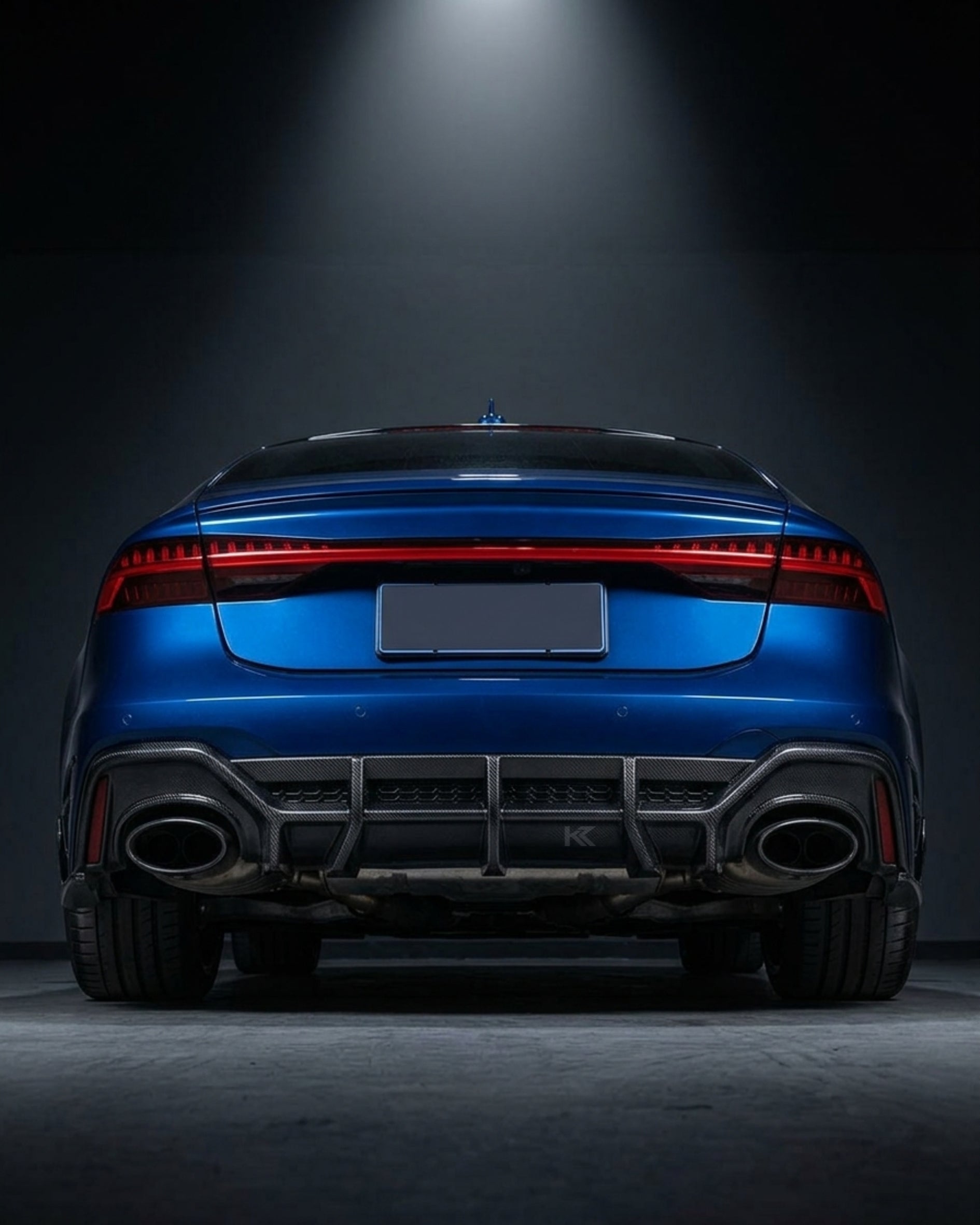 Audi RS7 C8 Sportback 4-Door Dry Carbon Fiber Rear Bumper Lip With Big Fins 2020 - 2021