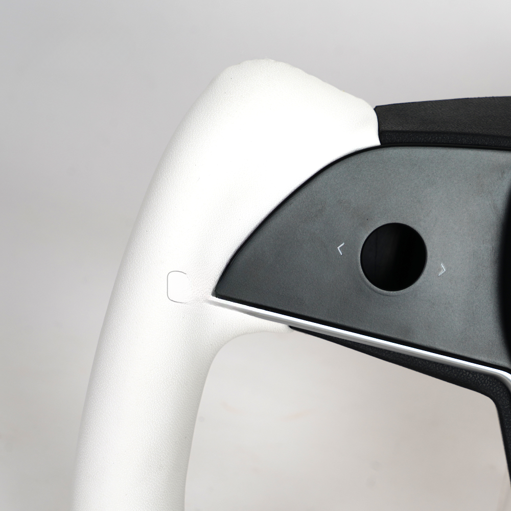 Heated White Leather Yoke Steering Wheel for Tesla Model 3 / Model Y
