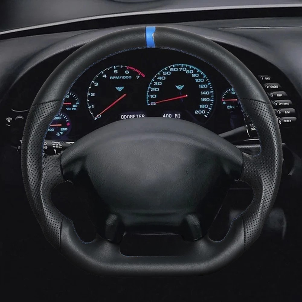 Blue Line Full Leather Steering Wheel for Chevrolet Corvette C5, Z06 & ZR1 1997–2004 (Non-Heate