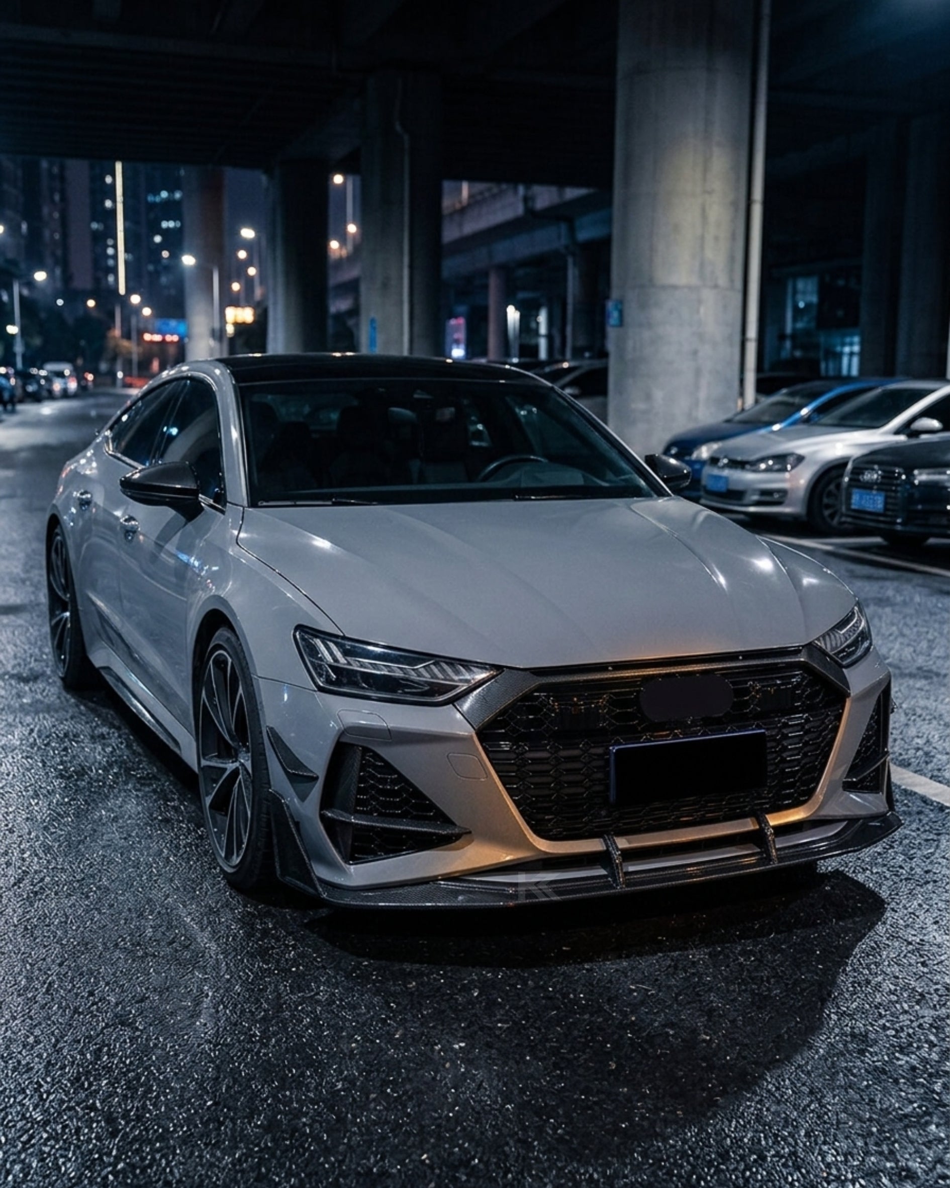 Audi RS7 C8 Sportback 4-Door Pre-Preg Dry Carbon Fiber Front Bumper Diffuser Lip Set 2019 - 2021