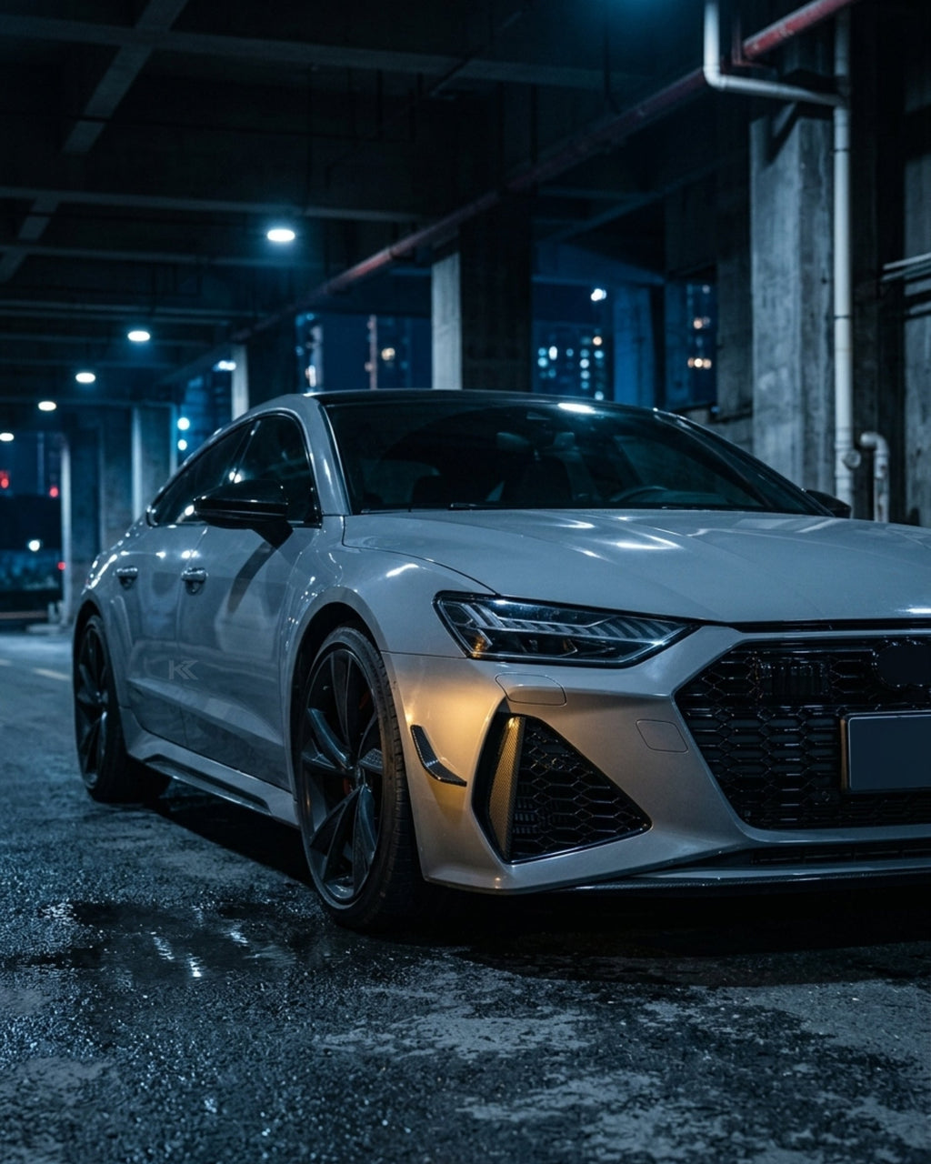 Audi RS7 Sportback 4-Door Dry Carbon Fiber ABT-Style Front Bumper Canards 2020 - 2021