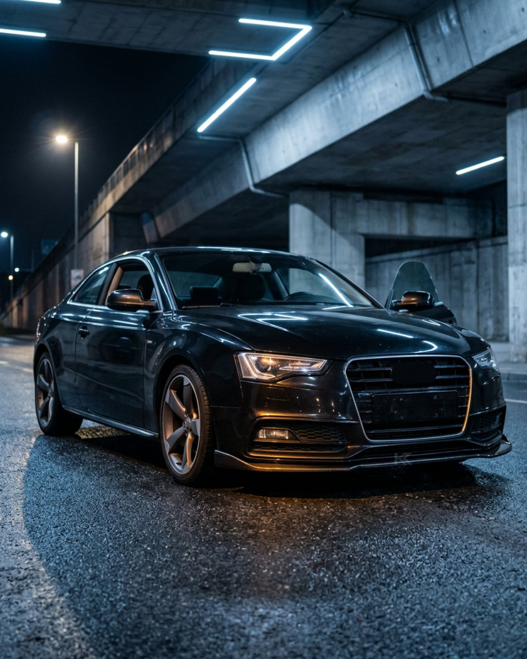 Audi A5 Quattro B8.5 Carbon Fiber Front Lip – Gloss Black Splitter (2013–2016 Coupe)