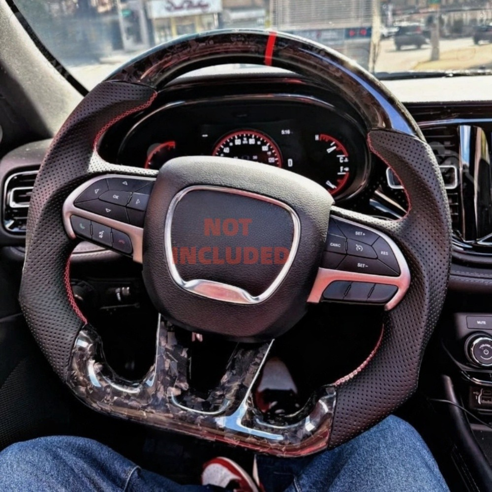 Glossy Forged Carbon Fiber Steering Wheel for Dodge Charger, Challenger & Durango 2015-2025