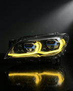 BMW 7 Series F02 G12 Style LED Headlight Assembly with Dual-Color DRL (Yellow / White) 2013 - 2015 (Replaces 63117228423)