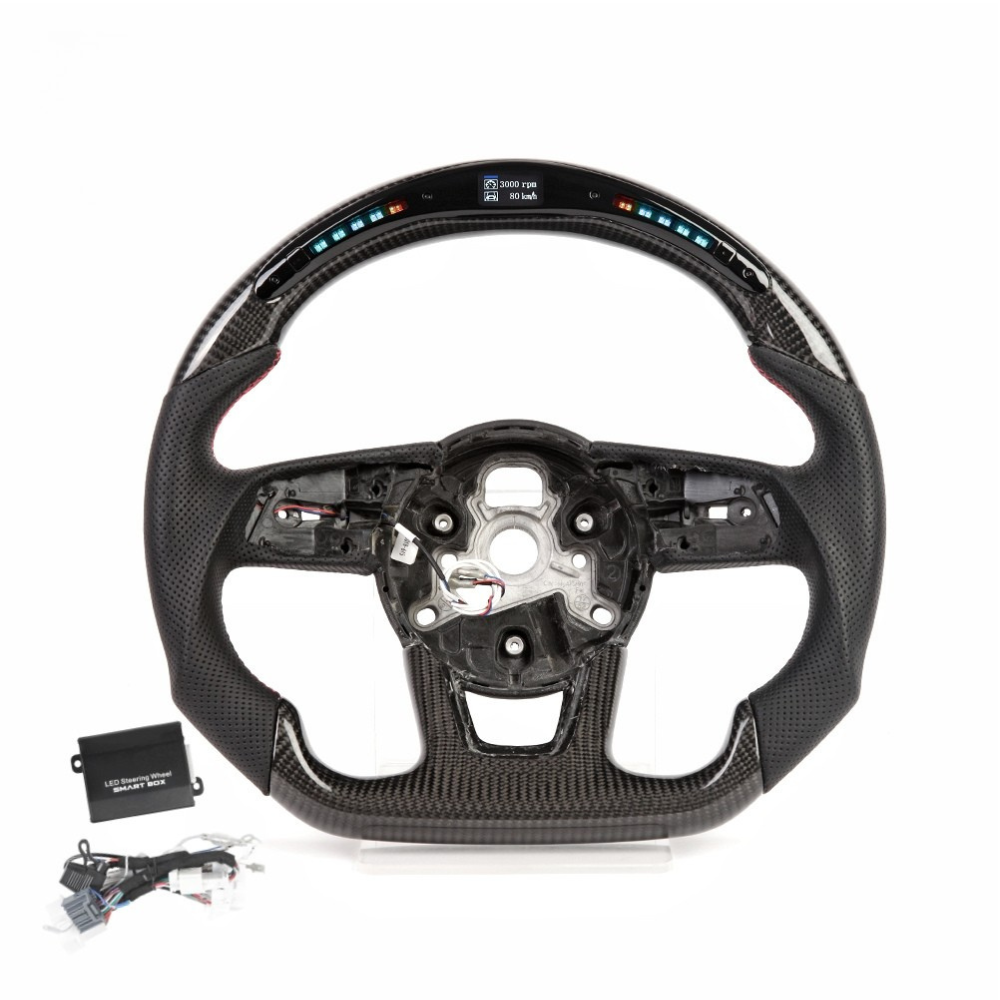 LED Real Carbon Fiber Steering Wheel for Audi A3 A4 A5 RS3 RS4 RS5 S3 S4 S5 2016–2020