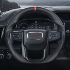 Full Leather Steering Wheel for GMC Sierra 1500 AT4, Denali, 2500HD & 3500HD 2019–2025 with Paddle Shifter Cutouts