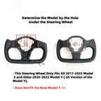 Leather Yoke Heated Steering Wheel for Tesla Model 3/Y Carbon Patches