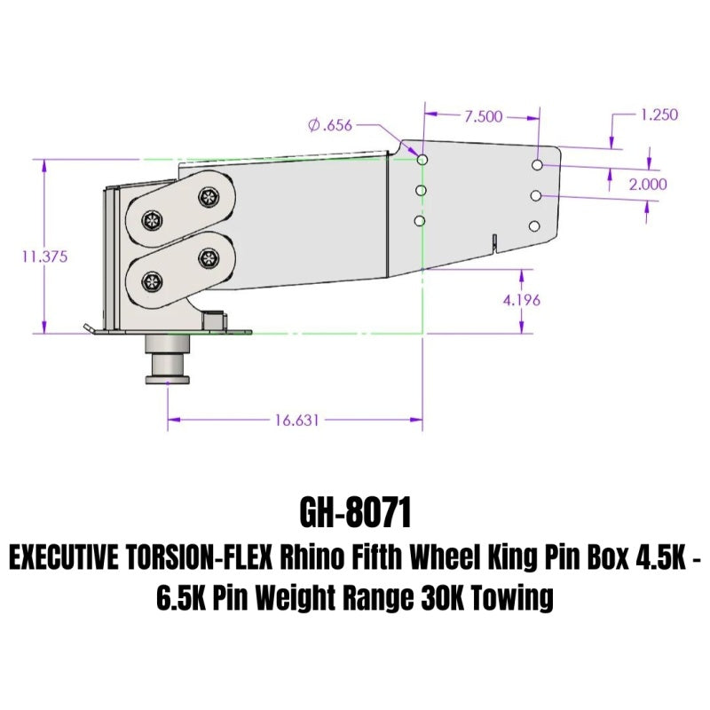 Gen-Y Executive Torsion-Flex 5th Wheel King Pin Box (3.5K-6.5K PW Range 30K Towing) - Fits Rhino