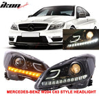 Fits 08-11 Mercedes W204 C-Class C63 Hood + Projector Headlight CF