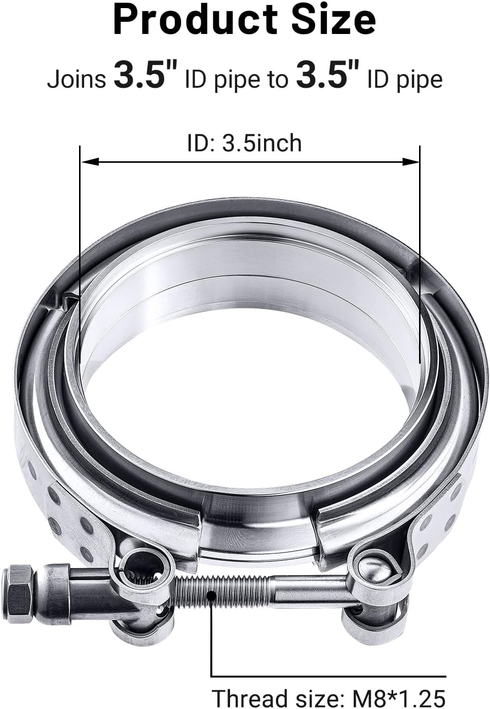 3.5" (89mm) Mild Steel Interlocking V-Band Clamp & Flange Kit – 308535-M - Granatelli Motor Sports