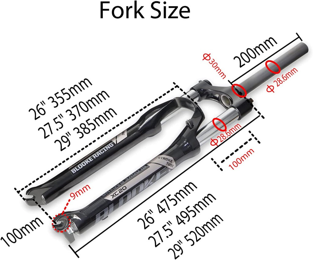 Blooke XC20 27.5/29 inch Bicycle Suspension Fork