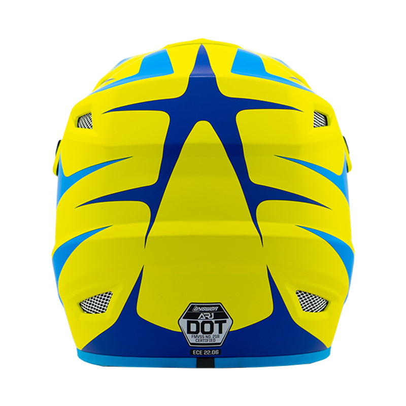 Answer 26 AR1 Mototown Helmet Matte Hyper Acid/Cyan/Dark Blue Youth  - Large