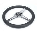 NRG Light Weight Gaming Steering Wheel - Driftz 350mm 3 Chrome Spokes Perforated Leather