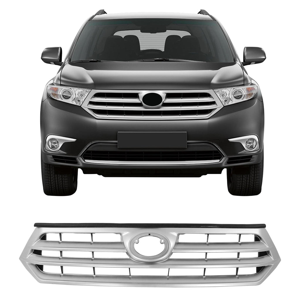 2011-2013 Toyota Highlander Chrome Front Bumper Hood Insert Grille ABS