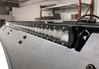 Cali Raised 40in Cutout Prinsu Roof Rack 42in Amber Led Light & Brckt Kit w/ Sq. Blue Backlit Swtch