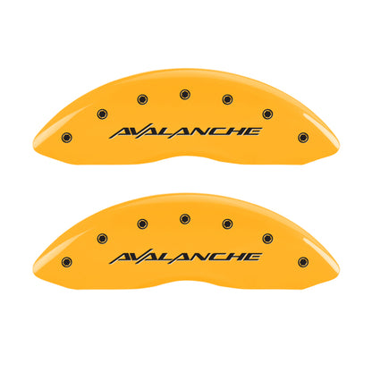 MGP 4 Caliper Covers Engraved Front & Rear Avalanche Yellow finish black ch