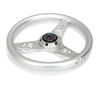 NRG Aluminum Steering Wheel 330mm - Arow Cutout - Ergonomic Grip - Anadized Silver