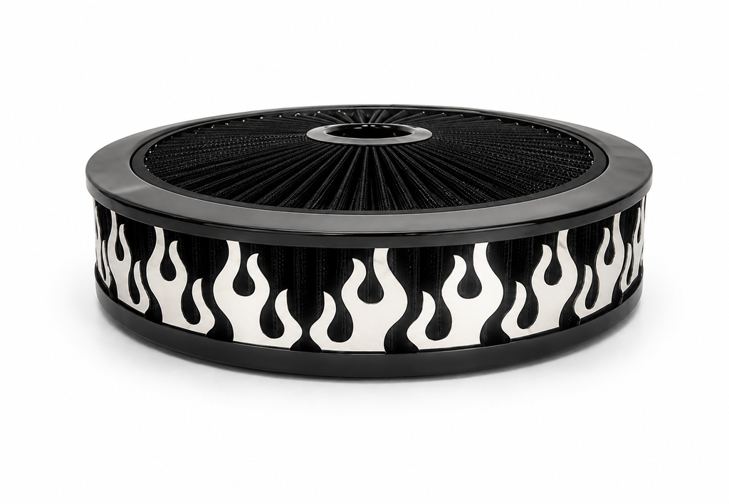 Blingz Beauty Bandz Black Air Filter Assembly , Flames - 750018 - Granatelli Motor Sports