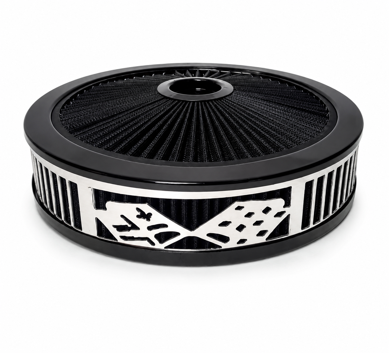 Blingz Beauty Bandz Black Air Filter Assembly , Checkered Flag - 750019 - Granatelli Motor Sports