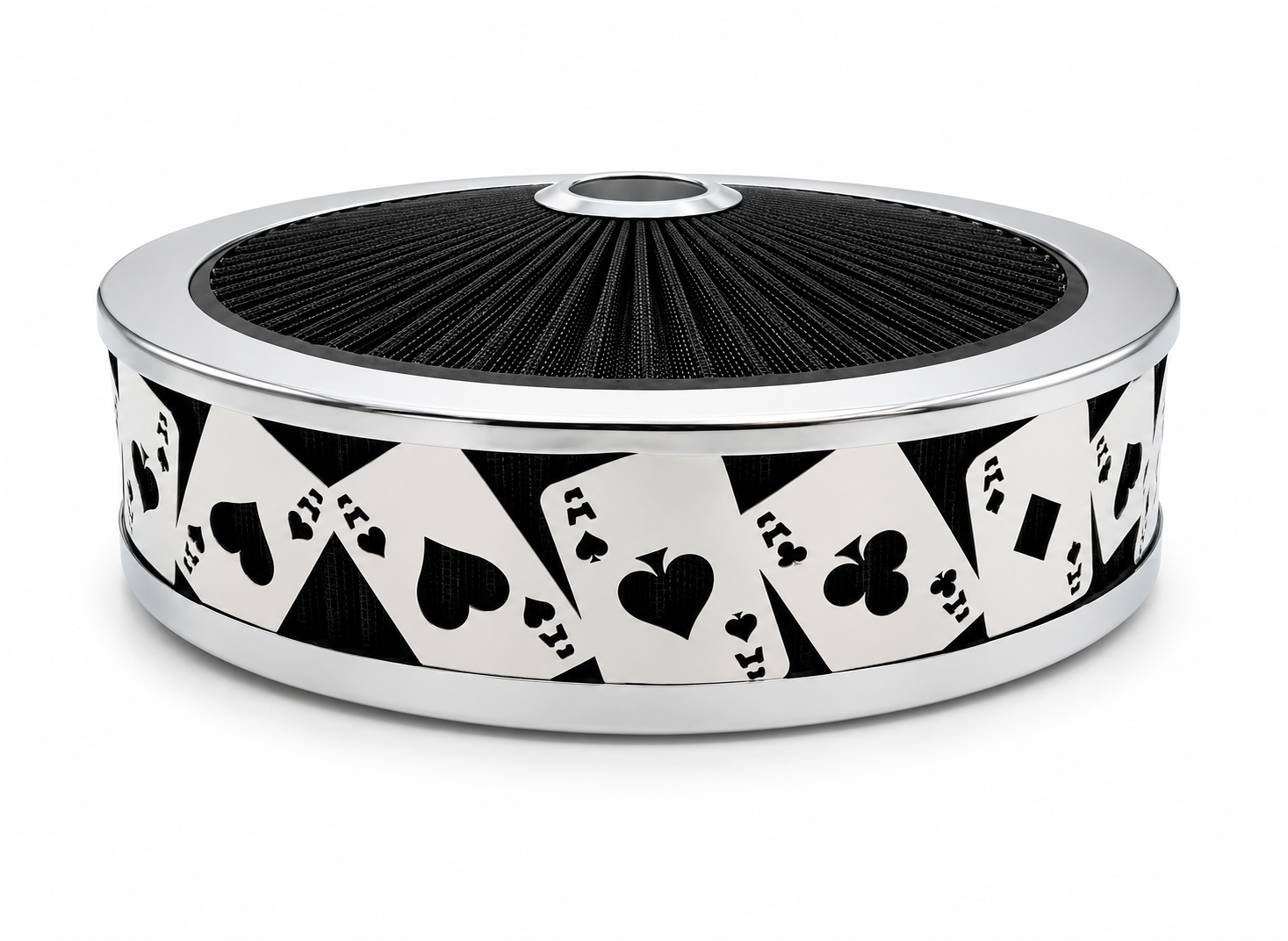 Blingz Beauty Bandz Black And Chrome Air Filter Assembly , Aces Wild - 750028 - Granatelli Motor Sports