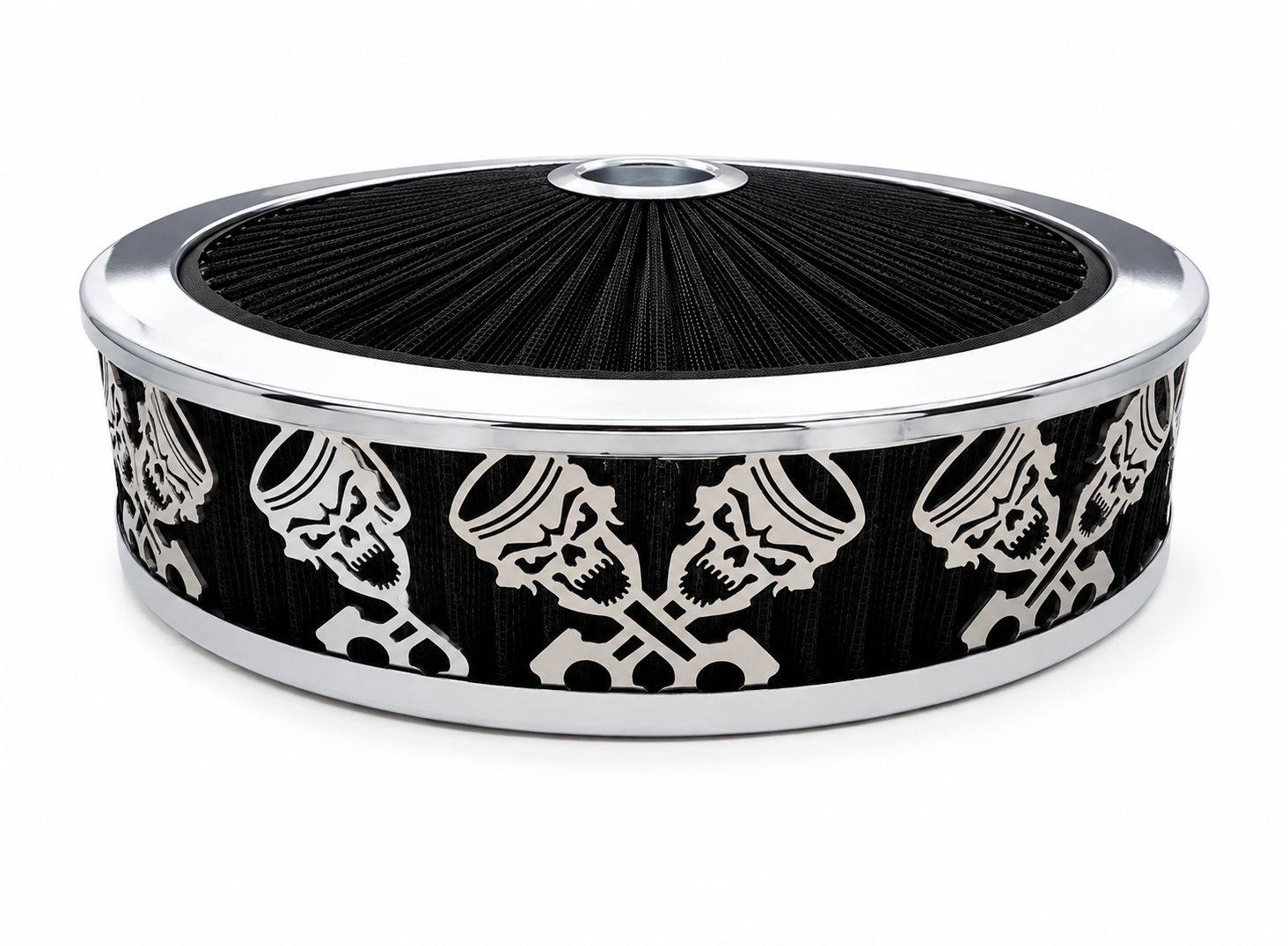 Blingz Beauty Bandz Black And Chrome Air Filter Assembly , Skullz and Rods - 750030 - Granatelli Motor Sports