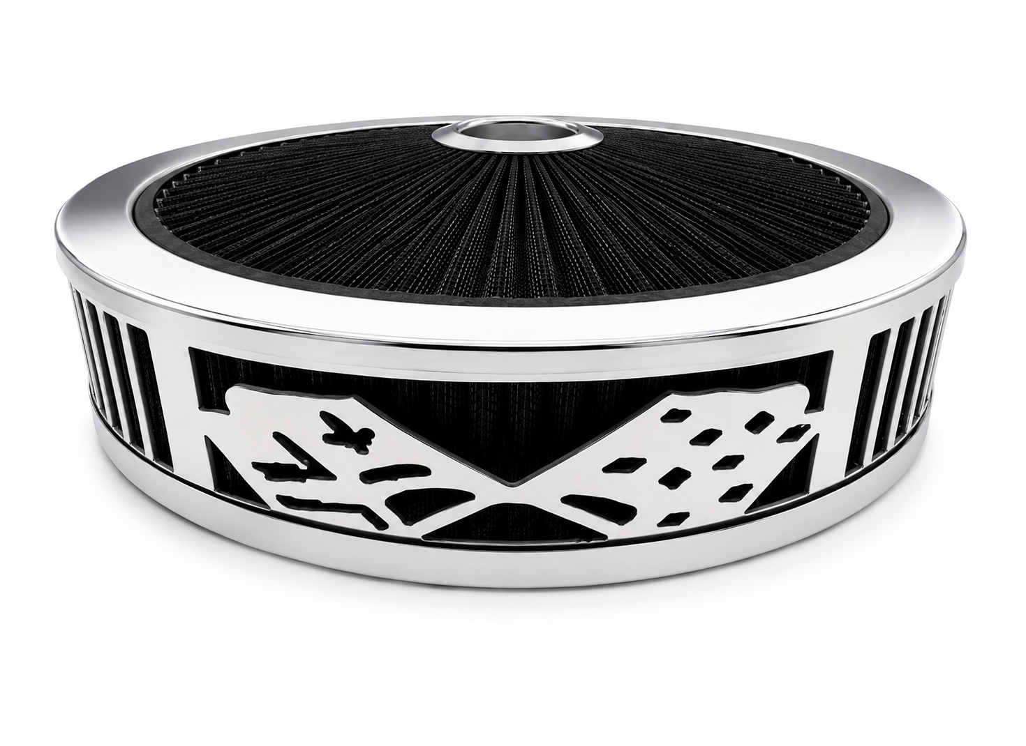 Blingz Beauty Bandz Black And Chrome Air Filter Assembly , Checkered Flag - 750032 - Granatelli Motor Sports