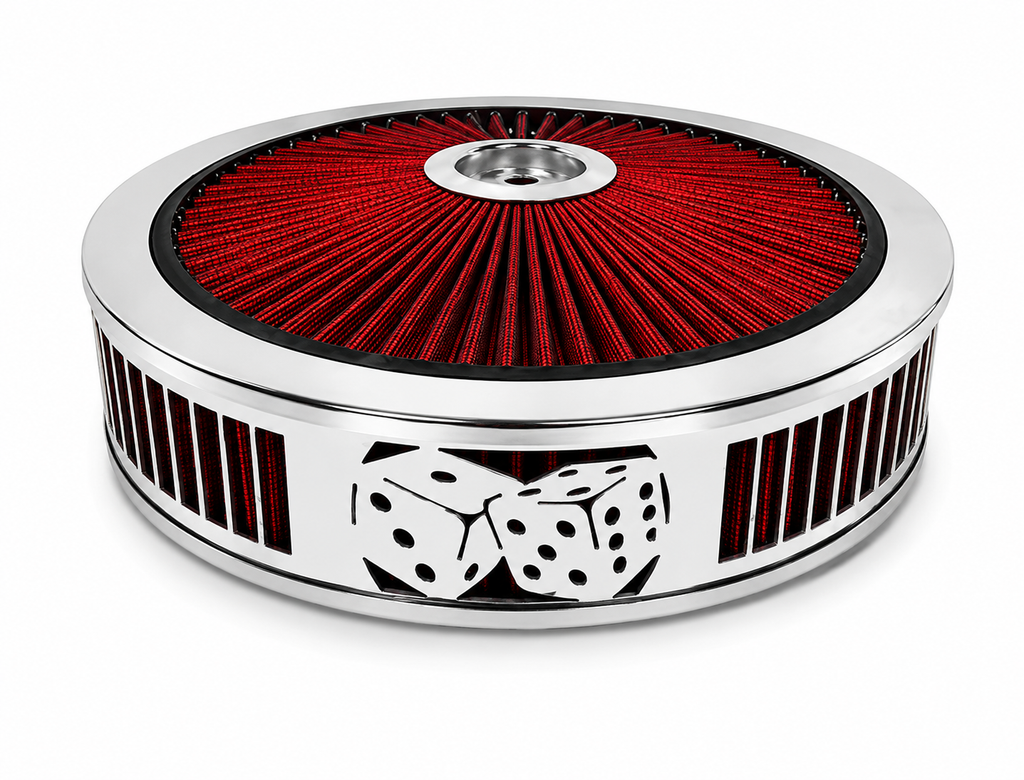 Blingz Beauty Bandz 14" x 3" Red and Chrome Air Filter Assembly - Craps - 750039 - Granatelli Motor Sports