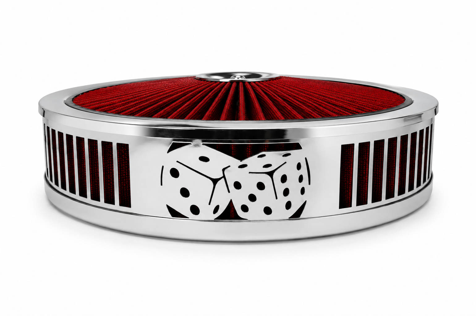 Blingz Beauty Bandz 14" x 3" Red and Chrome Air Filter Assembly - Craps - 750039 - Granatelli Motor Sports