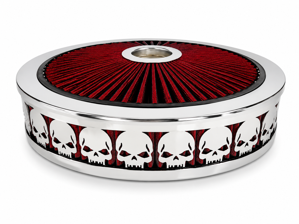 Blingz Beauty Bandz Red and Chrome Air Filter Assembly , Skullz - 750040 - Granatelli Motor Sports