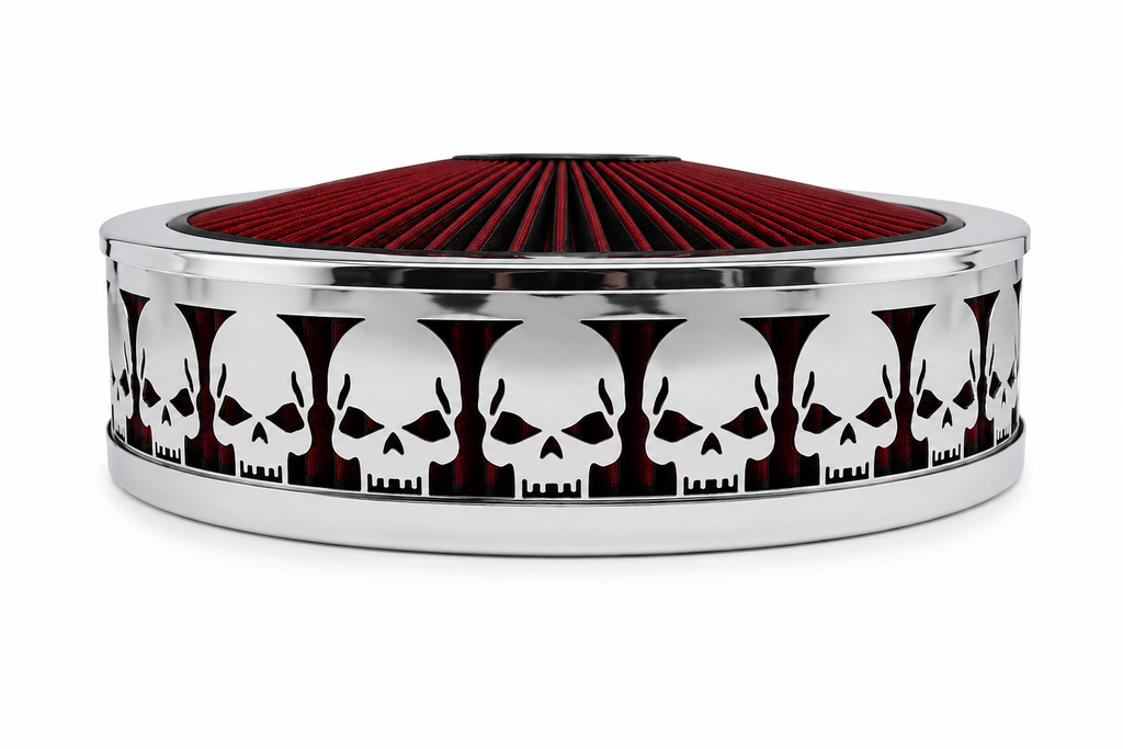 Blingz Beauty Bandz Red and Chrome Air Filter Assembly , Skullz - 750040 - Granatelli Motor Sports