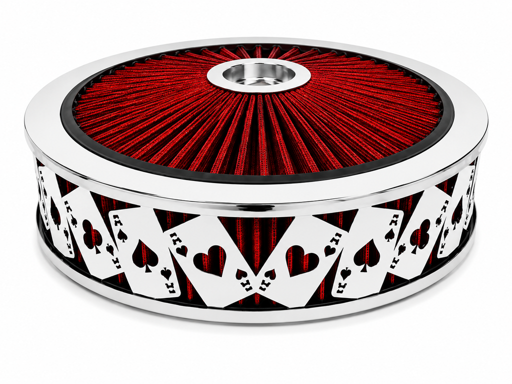 Blingz Beauty Bandz Red & Chrome Air Filter Assembly – Aces Wild - 750041 - Granatelli Motor Sports