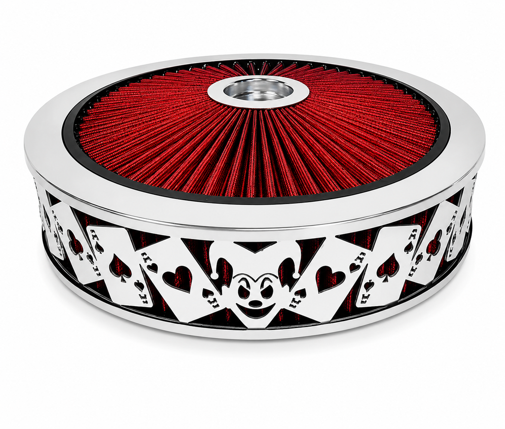 Blingz Beauty Bandz 14" x 3" Red and Chrome Air Filter Assembly - Jokers Wild - 750042 - Granatelli Motor Sports