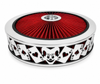 Blingz Beauty Bandz 14" x 3" Red and Chrome Air Filter Assembly - Jokers Wild - 750042 - Granatelli Motor Sports
