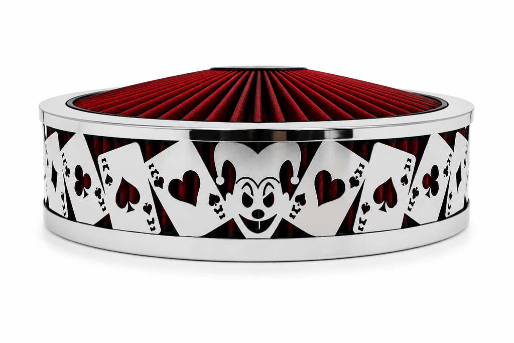 Blingz Beauty Bandz 14" x 3" Red and Chrome Air Filter Assembly - Jokers Wild - 750042 - Granatelli Motor Sports