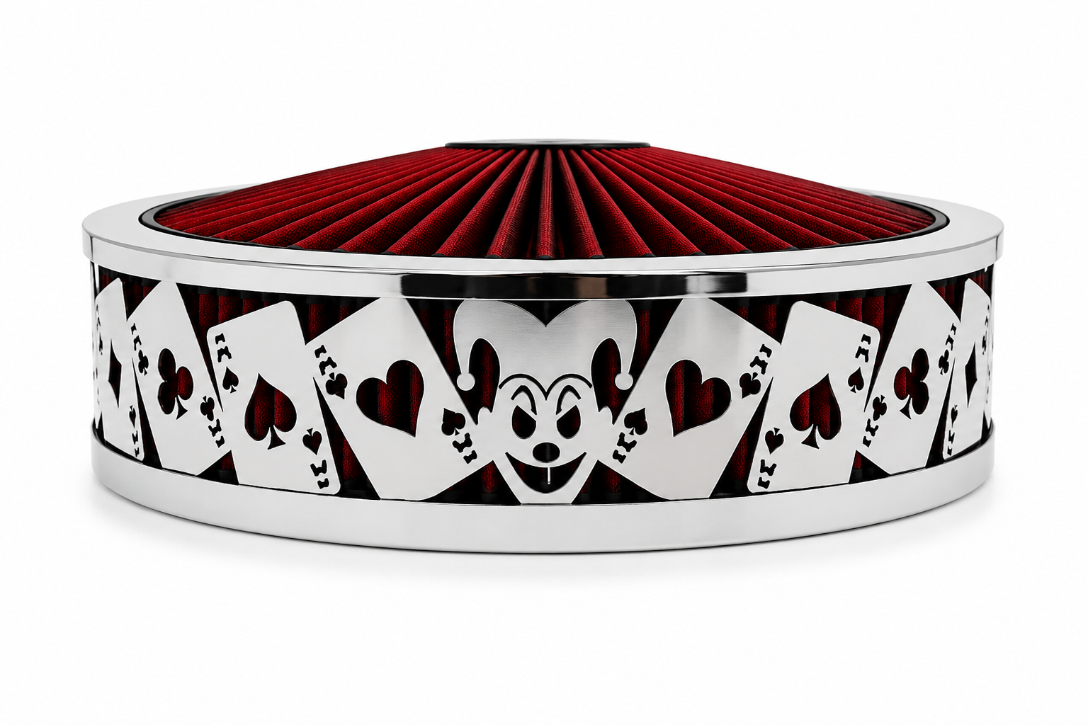 Blingz Beauty Bandz 14" x 3" Red and Chrome Air Filter Assembly - Jokers Wild - 750042 - Granatelli Motor Sports