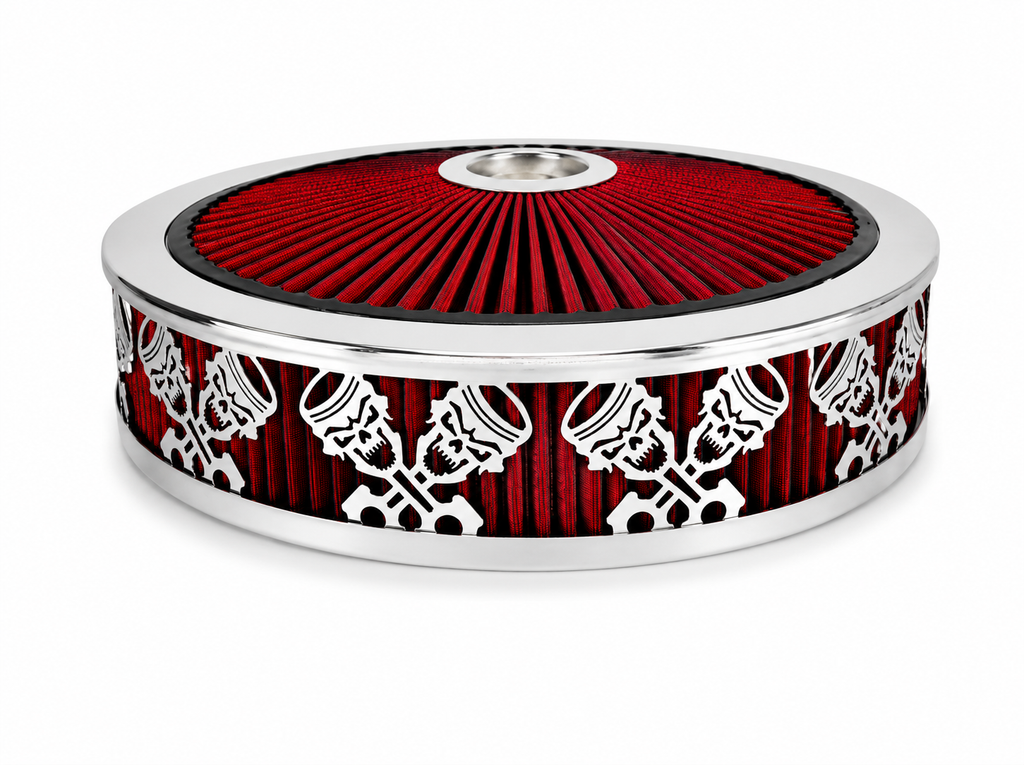 Blingz Beauty Bandz Red and Chrome Air Filter Assembly , Skullz and Rods - 750043 - Granatelli Motor Sports