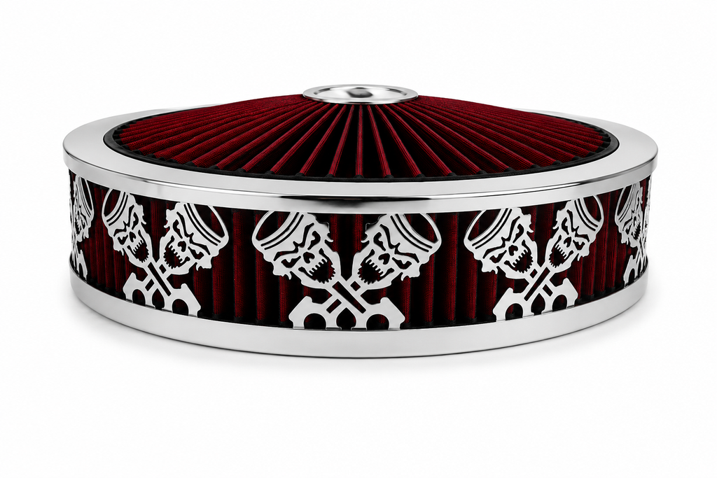 Blingz Beauty Bandz Red and Chrome Air Filter Assembly , Skullz and Rods - 750043 - Granatelli Motor Sports