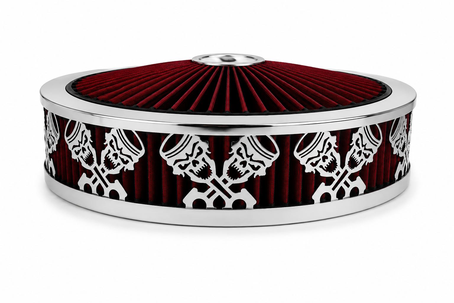 Blingz Beauty Bandz Red and Chrome Air Filter Assembly , Skullz and Rods - 750043 - Granatelli Motor Sports