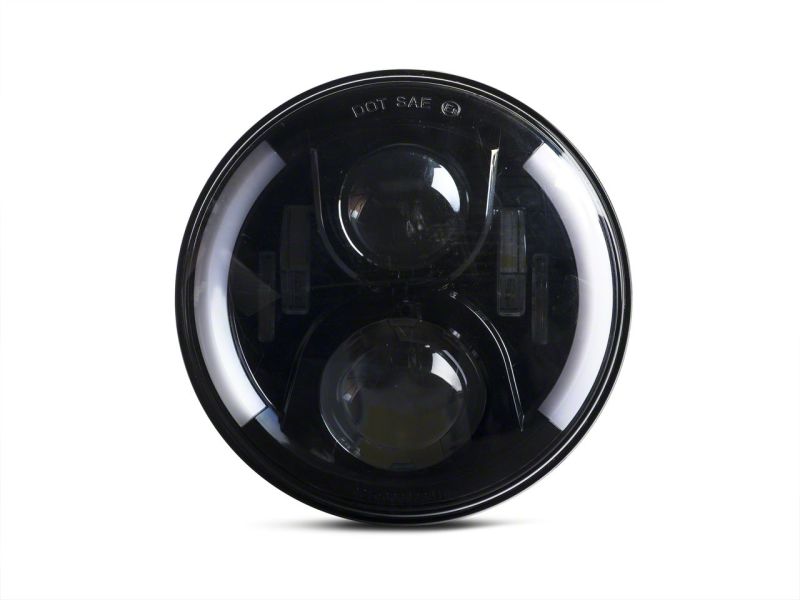 Raxiom 97-18 Jeep Wrangler TJ & JK 6-LED Headlights w/ Partial Halo- Blk Housing (Clear Lens)