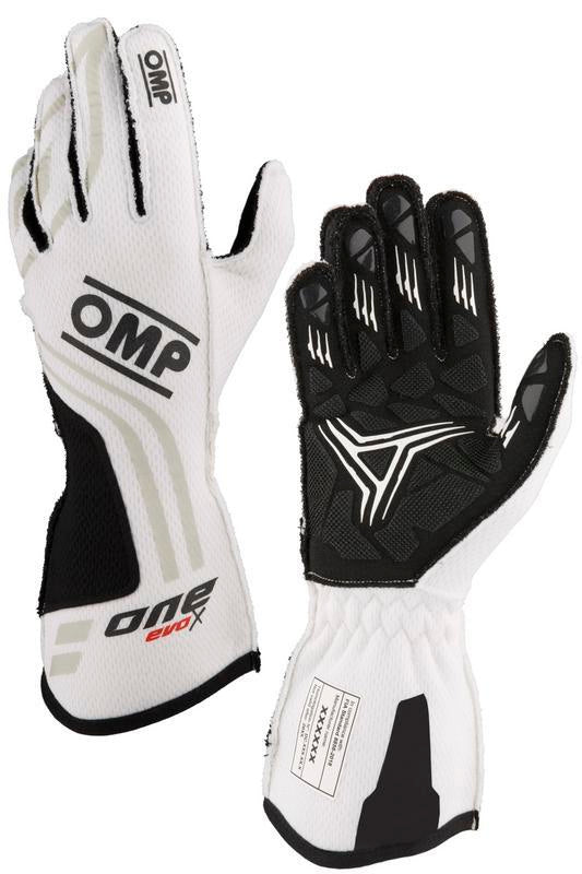 OMP ONE EVO-X MY24 GLOVES FIA 8856-2018 WHITE SZ M