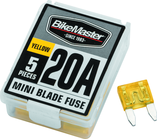 BikeMaster 5Piece 20A Replacement Mini Blade Fuse