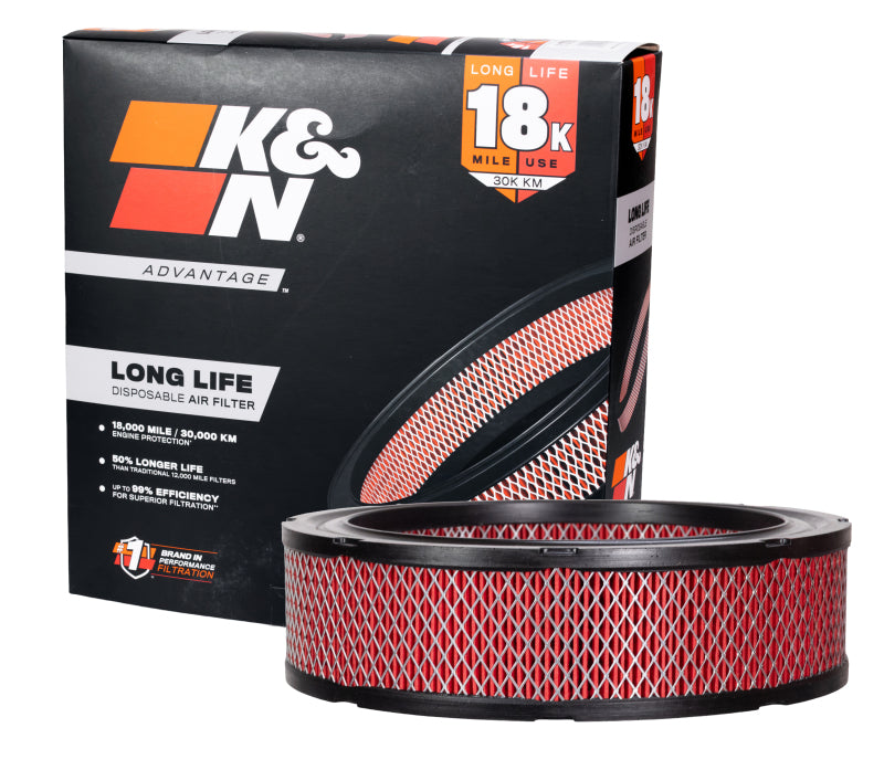 K&N Advantage Air Filter 18K Miles Amc/Jeep/Chrysler/Dodge/Ply 1964-2001