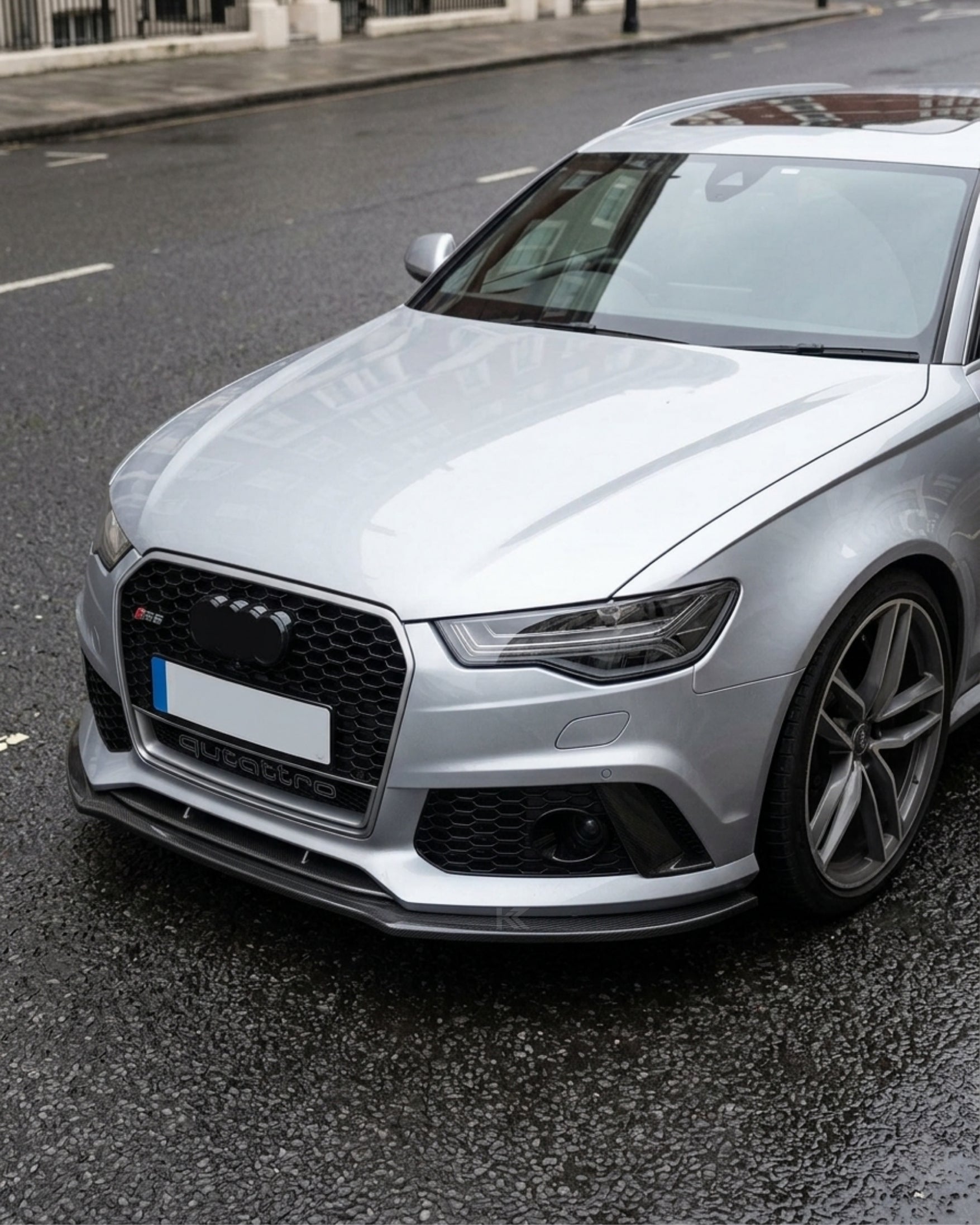 Audi RS6 C7 Carbon Fiber Front Center Lip – Gloss Black Splitter (2013–2016)