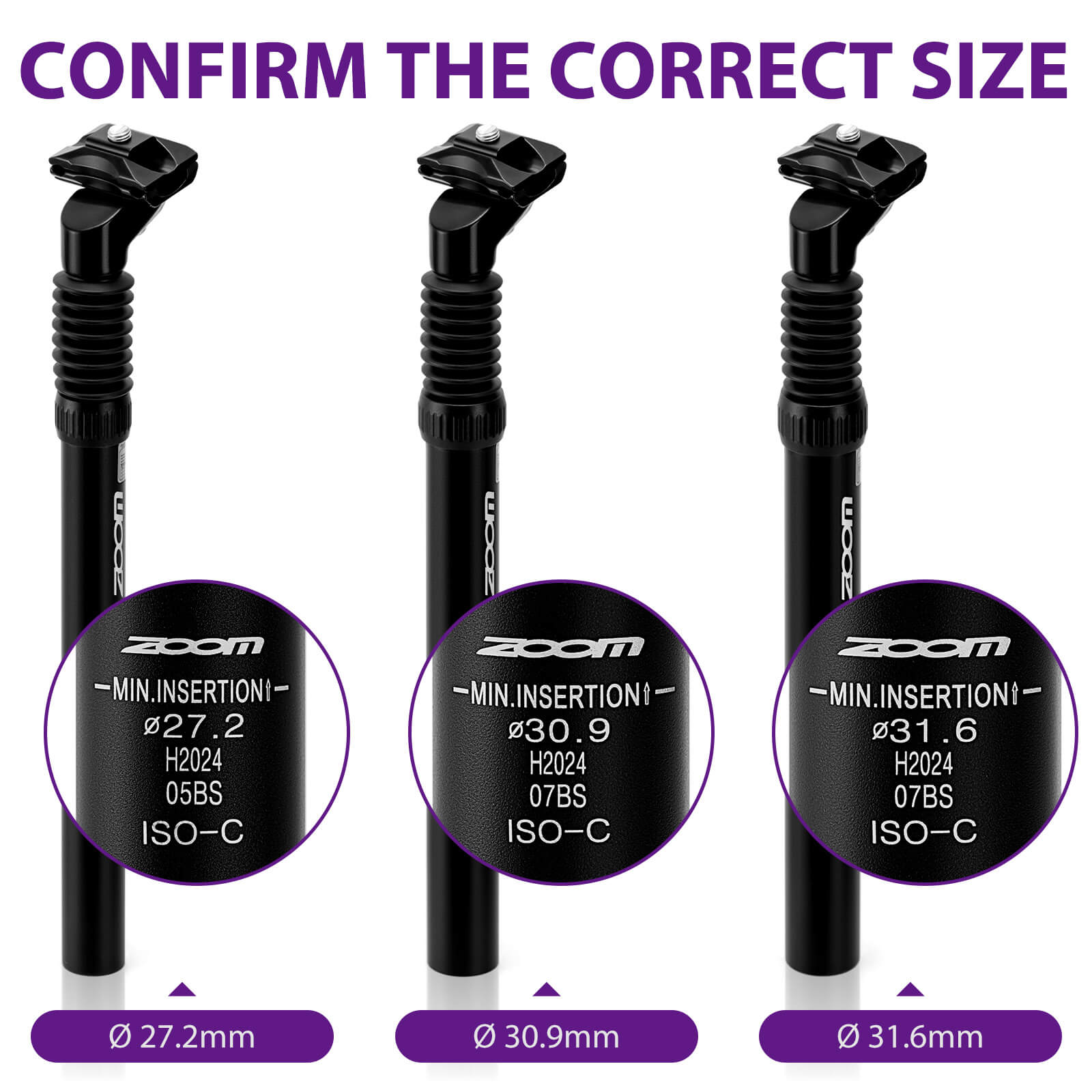 ZOOM Suspension Seatpost Ø27.2/30.9/31.6mm × 350mm