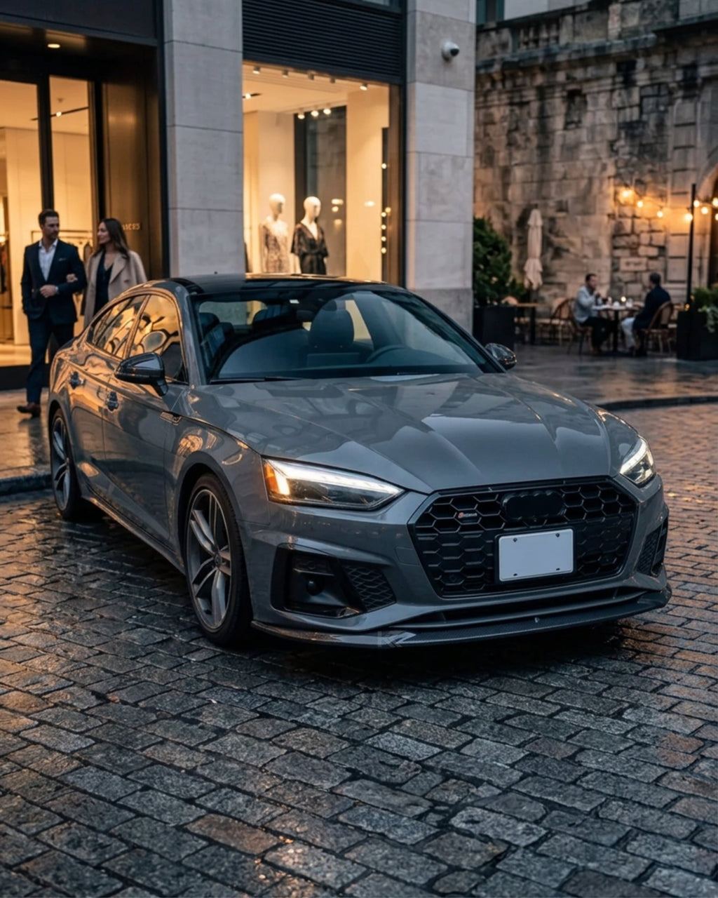 Audi A5 S-Line / S5 B9.5 Carbon Fiber Front Lip – Gloss Black Splitter (2020–2022)