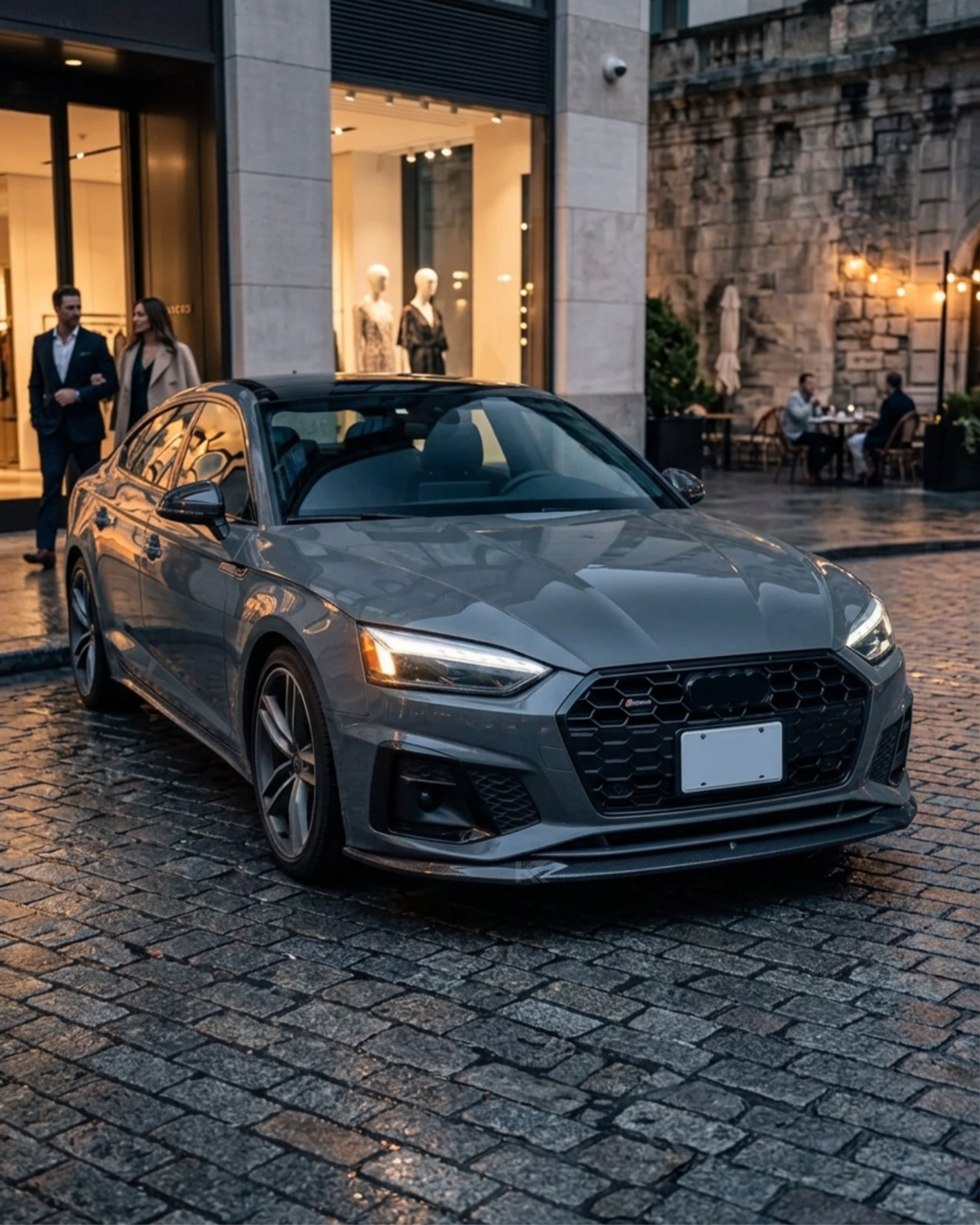 Audi A5 S-Line / S5 B9.5 Carbon Fiber Front Lip – Gloss Black Splitter (2020–2022)