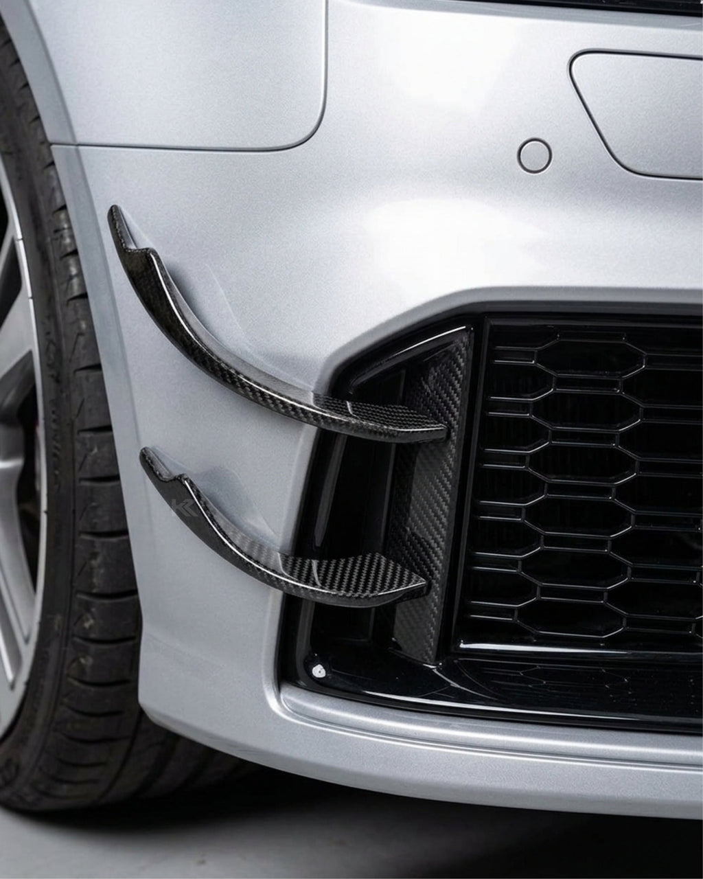 Audi RS3 8V Sedan Carbon Fiber Front Bumper Fins 2017 - 2019