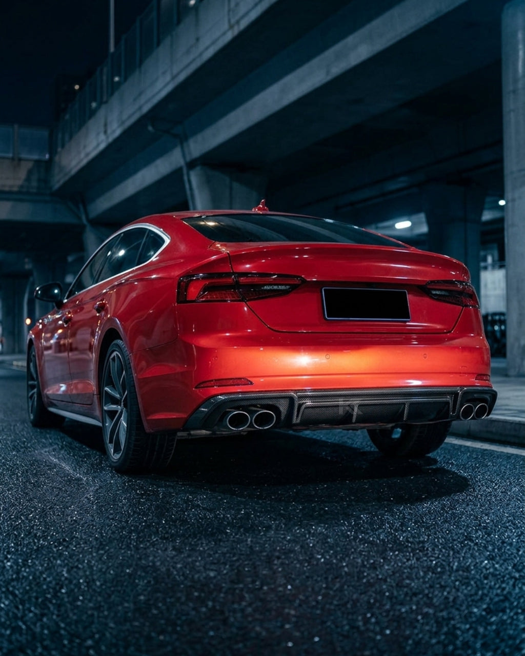 Audi A5 S-Line / S5 B9 Coupe & Sedan Carbon Fiber Gloss Black Rear Bumper Diffuser 2017 - 2019