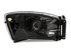 Raxiom 06-08 Dodge RAM 1500 Axial Series Euro Headlights- Black Housing- Clear Lens